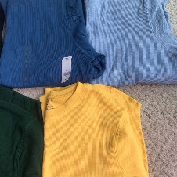 Lot 5 NWT Long Sleeve Gap Thermal Shirts Large Blue Green Yellow - Picture 2 of 10
